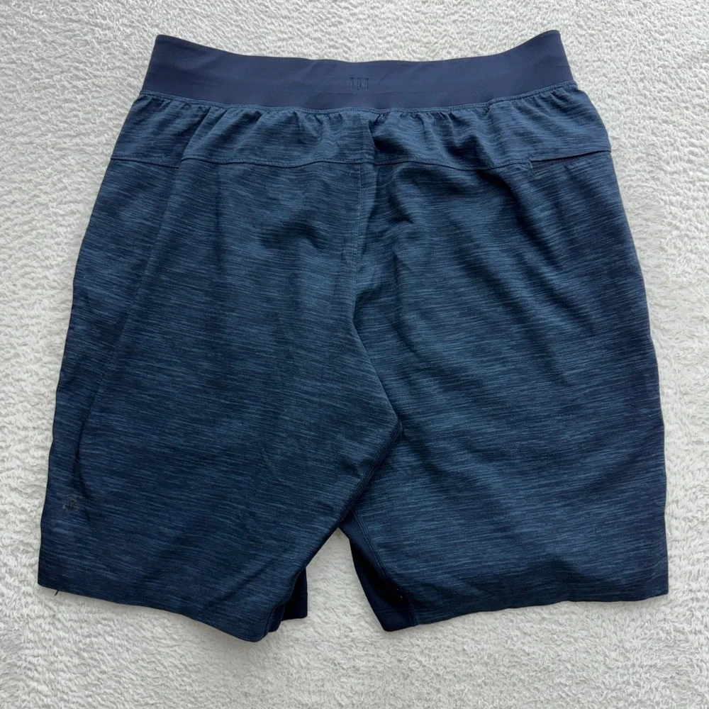 Lululemon Men Navy Blue Space Dye T.H.E. Short 9 Inch Inseam Athletic Gym Shorts